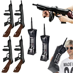 2pcs Inflatable Gun Prop Big PVC Rentro Mobile Phone Army Cosplay Costume 1920s 80s 90s Adult Birthday Party Decoration Boys Toy