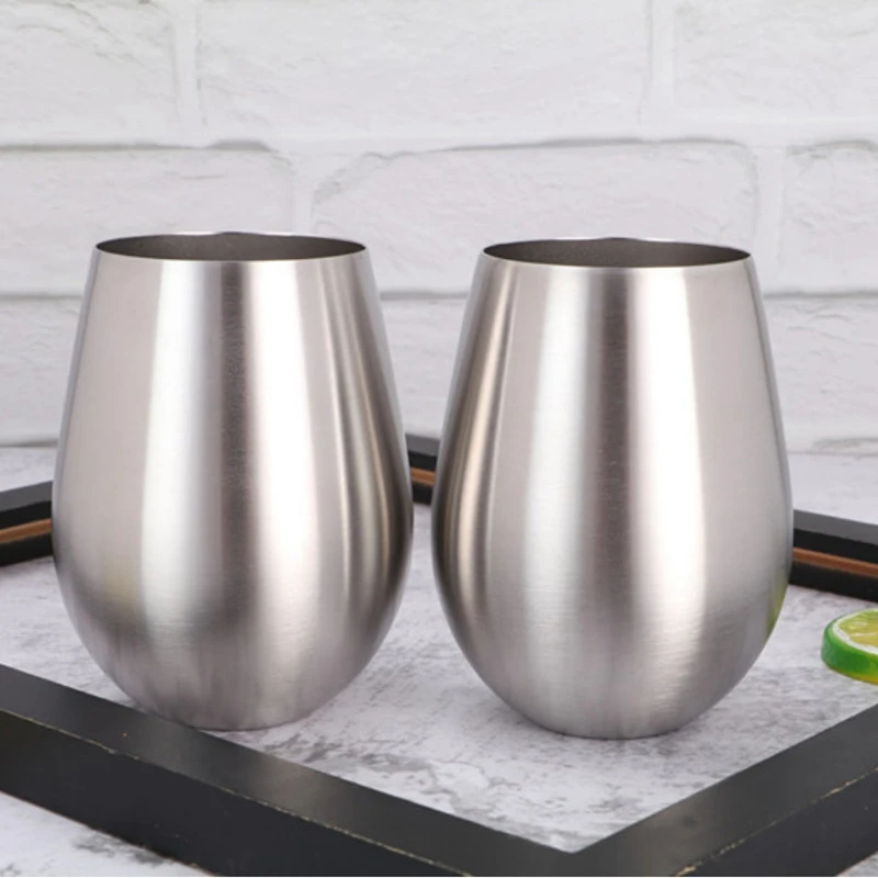 New 4PCS Stainless Steel Stemless Wine Glasses Kitchen Bar Unbreakable Metal Drink Cups For Indoor & Outdoor Picnics Camping