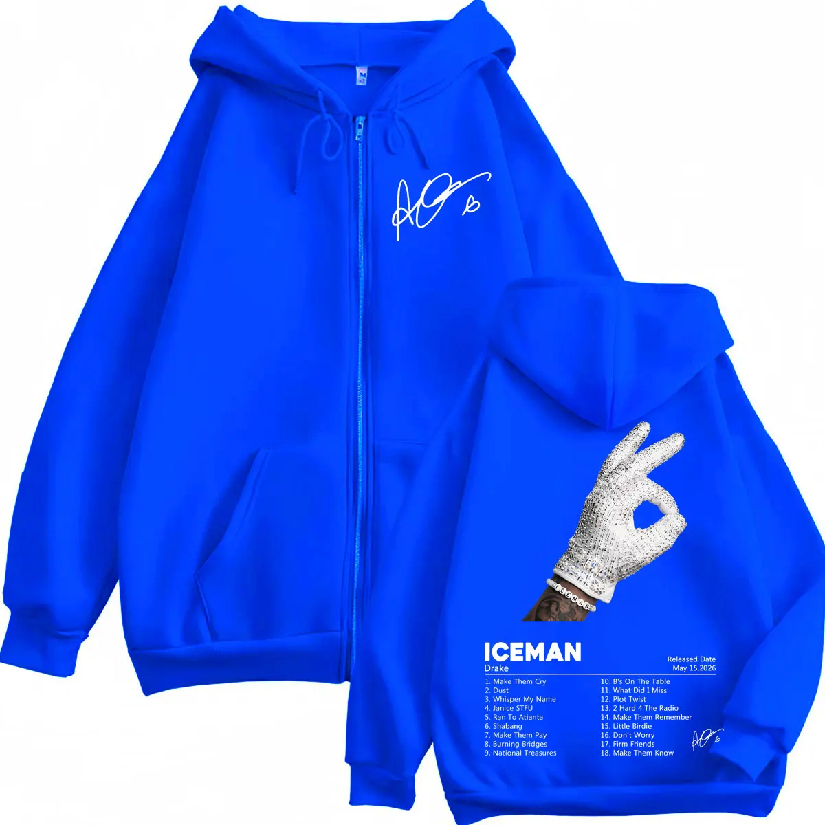 Rapper Drake Iceman Album Cover Print Zipper Hoodie Harajuku Hip Hop Style Zip Up Pullover Männer Frauen Casual Fashion Sweatshirts – Detail 6