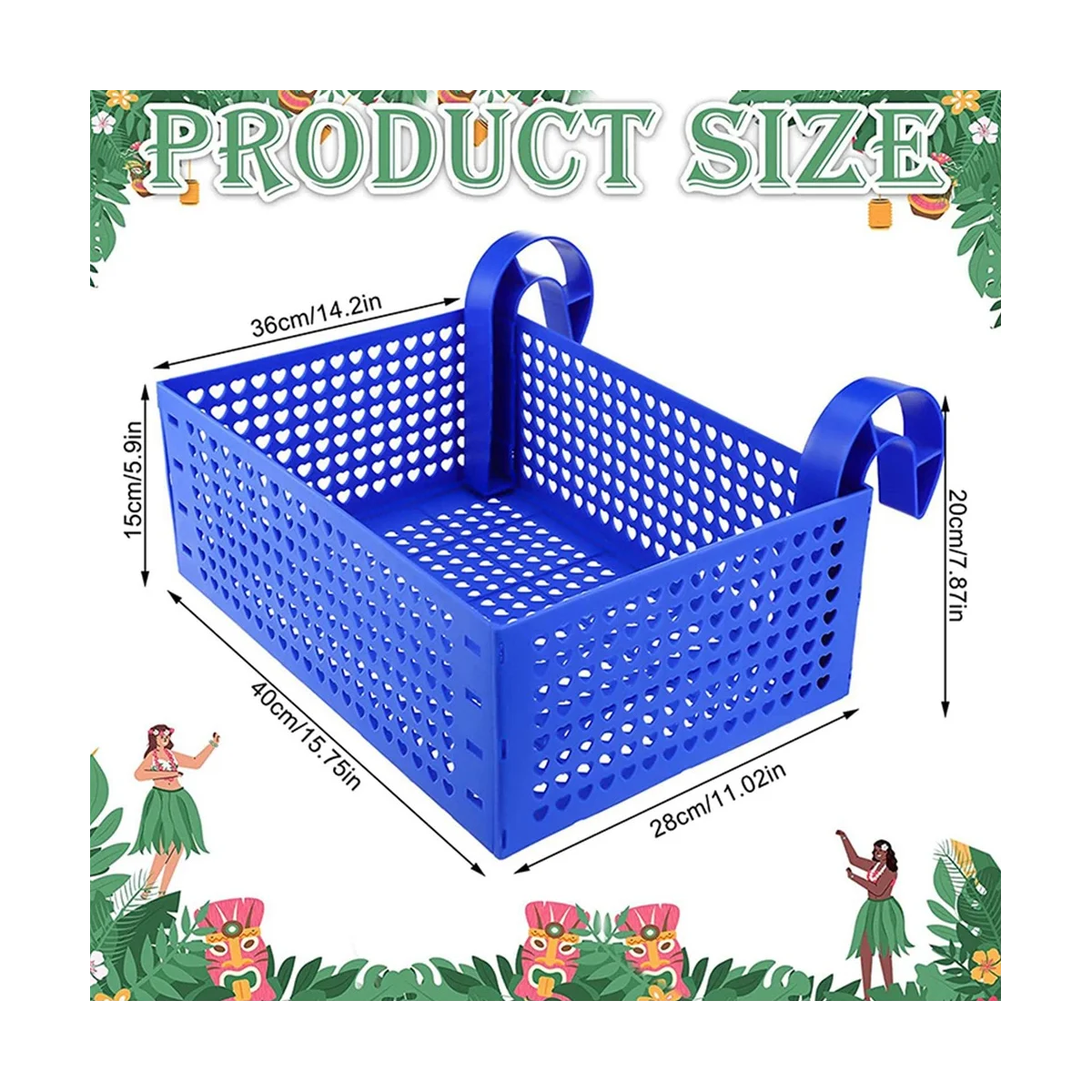 3Pcs Poolside Storage Basket with Cup Holder Hooks,Stretchable Pool Toy Basket for Most Frame Pools Pool Accessories