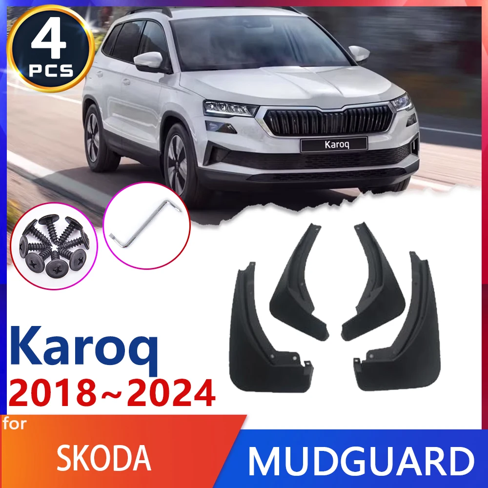 

For Skoda Karoq NU7 2018~2024 2019 2020 2021 5-door SUV Front Rear 4pcs Set Car Mud Flaps Splash Guards Mudguards Mudflaps Flap