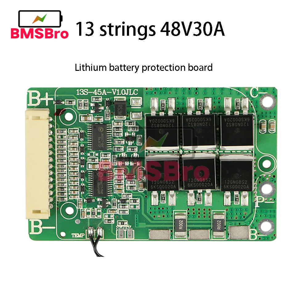 BMS 13S 48V 30A 18650 bateria litowa wspólna ochrona przed zwarciem/nadmierną temperaturą dla E-bike/Escooter