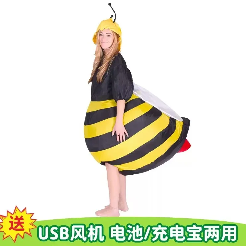 

Halloween Bee Costume Adults Inflatable Suit Women Men Funny Festival Party Mascot Cosplay Stage Performance Dress up Jumpsuit