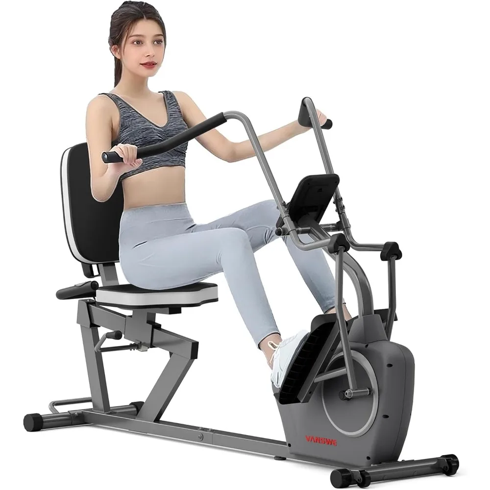 Rehab recumbent elliptical low-impact full-body trainer with Bluetooth & magnetic resistance quiet belt drive senior home use