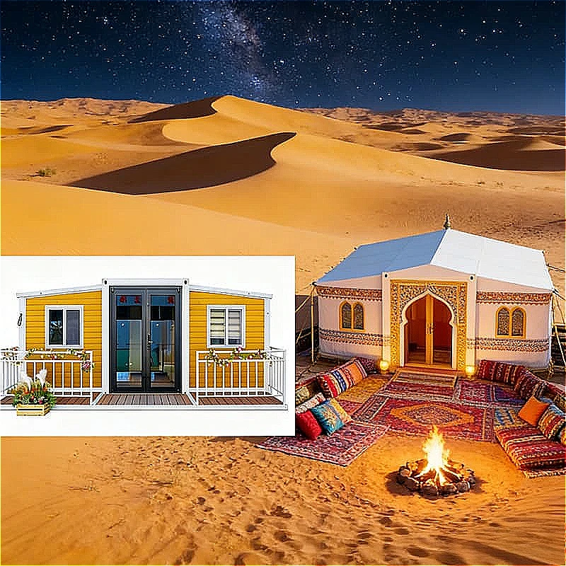 Luxury 40ft Double Wing Extension Room Prefab Folding Container Homes Two Bedrooms One Bathroom Steel Expandable Prefab Houses