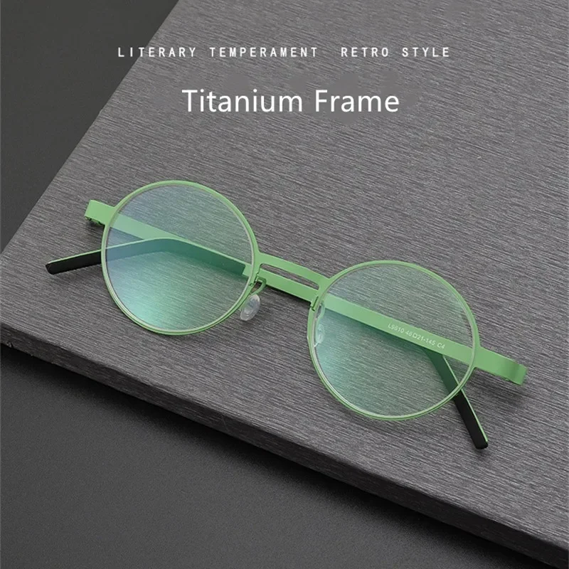 Brand Non-screw Titanium Glasses Frame Men Retro Round High Quality Eyeglasses For Women Super Light Myopia Eyewear Spectacles