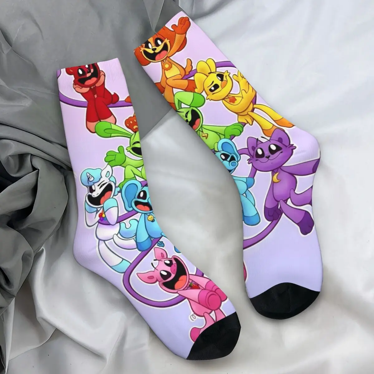 Smiling Catnap Stockings Critters Funny Cartoon Graphic Socks Autumn Anti-Slip Socks Adults Men Outdoor Medium Soft Socks