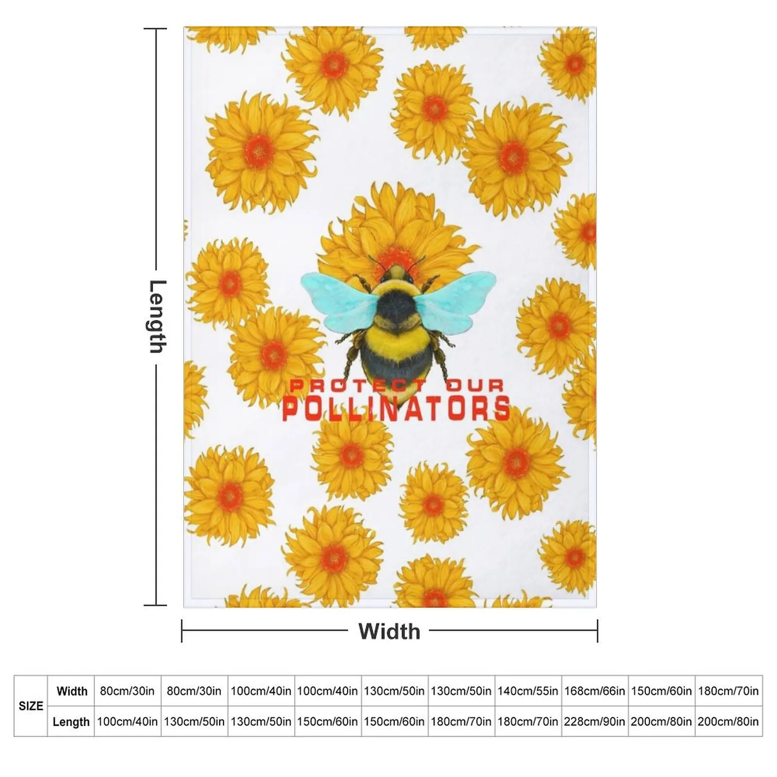 Protect Our Pollinators Bumblebee and Sunrise Daisy #2 Throw Blanket Comforter Multi-Purpose For Sofa Thin Sofa Blankets