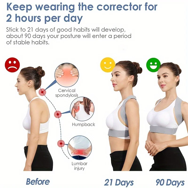 Hunchback Corrector With Invisible Keel for Male and Female Adults, Posture Correction With Shoulder Opening and Back Straighten