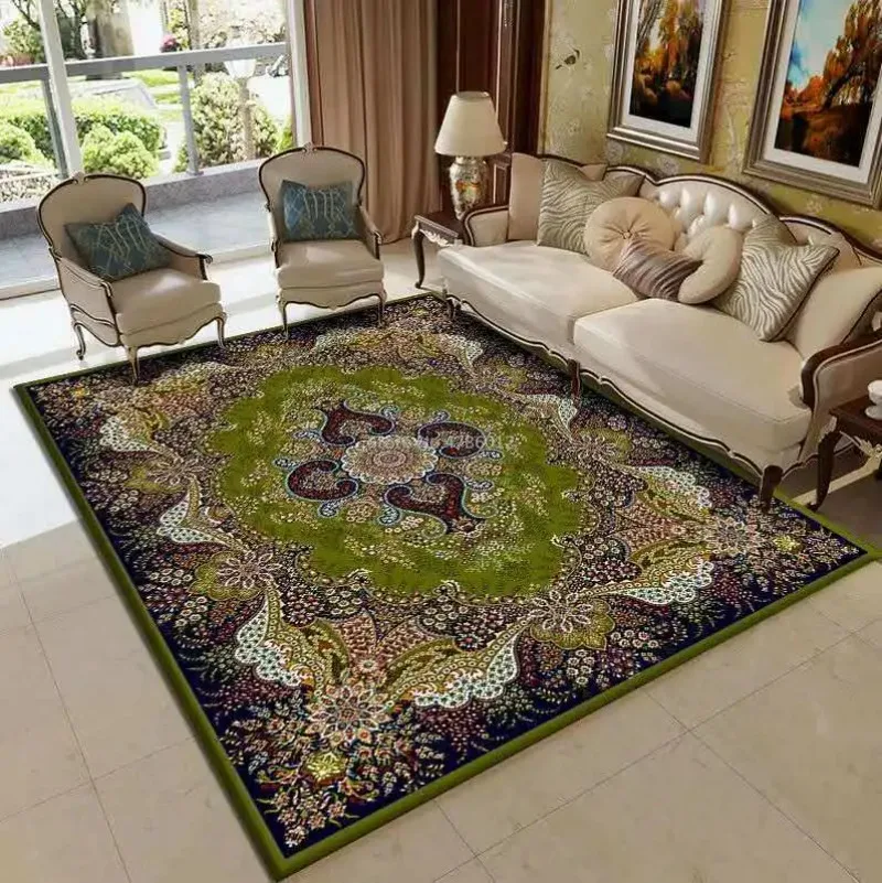 European Style Gold Diamond Velvet Persian Carpet Bedroom Bedside Turkish Sofa Coffee Table Washable Non-slip Carpet 200x300cm