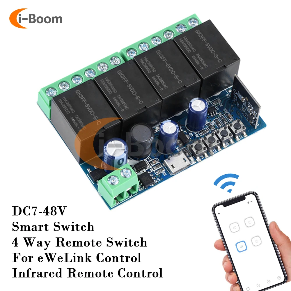 USB 5V DC7-48V için Ewelink akıllı Wifi anahtarı evrensel röle modülü 4ch kablosuz anahtar zamanlayıcı telefon uzaktan kumandası