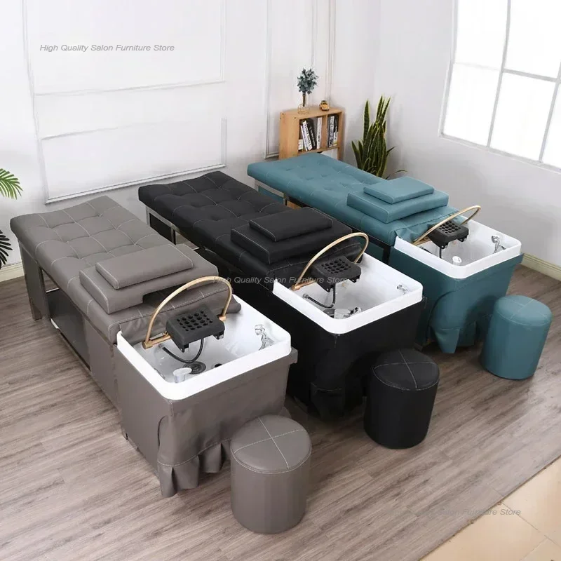 

High-end Thai Style Shampoo Bed Shower Scalp Massage Multifunction Warm Water Shampoo Bed Comfort Massage Commercial Furniture