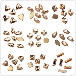 YANRUO Crystal Golden Shadow Sew On Crystal Flatback Glass Sewing Jewelry Needlework Diy Gems Applique Dance Dress