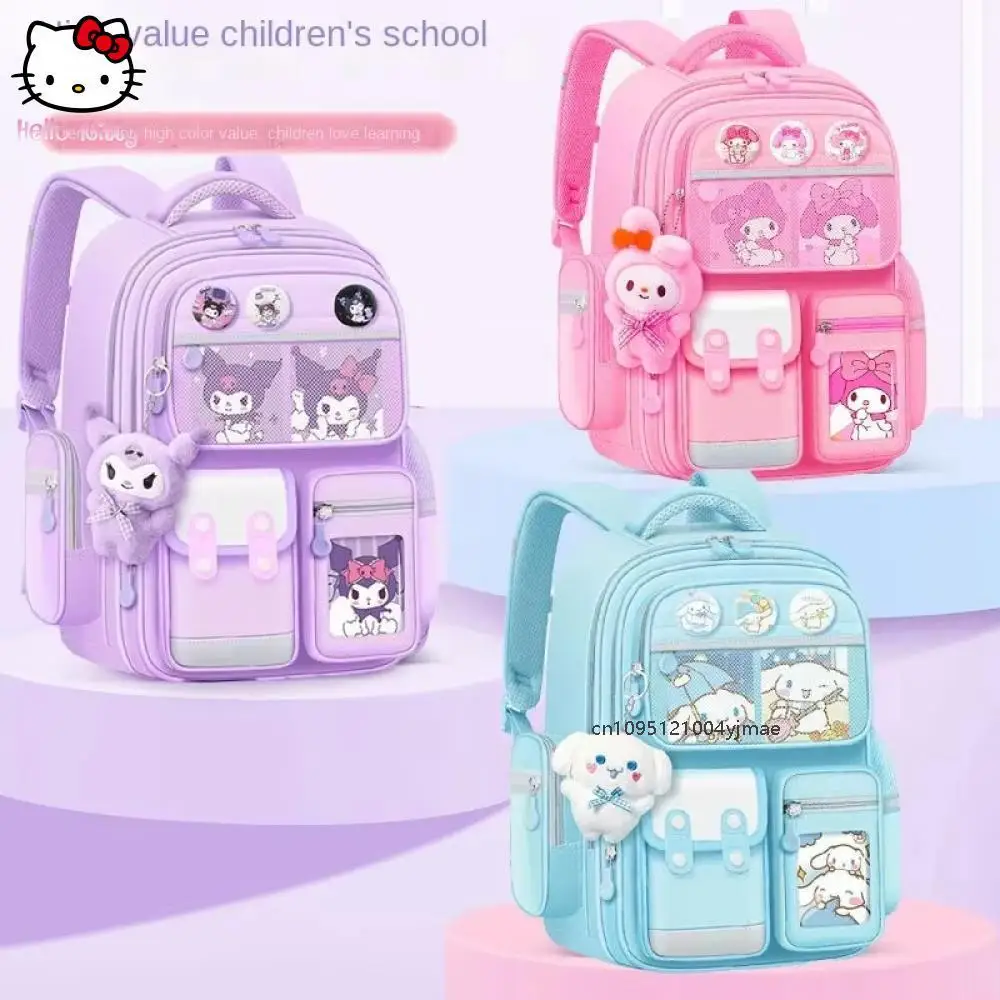 

Sanrio Cartoon Childrens Schoolbag Kuromi Melody Cinnamoroll Cute Student Large-Capacity Backpack School Supplies Birthday Gift