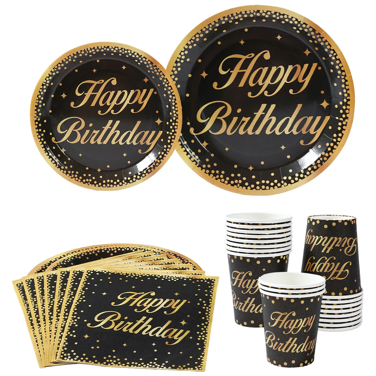 Black Gold Birhtday TableCloth Happy 40th 50th 60th Birthday Party Decoration Adult 40 50 60 Year Old Birthday Party Supplies