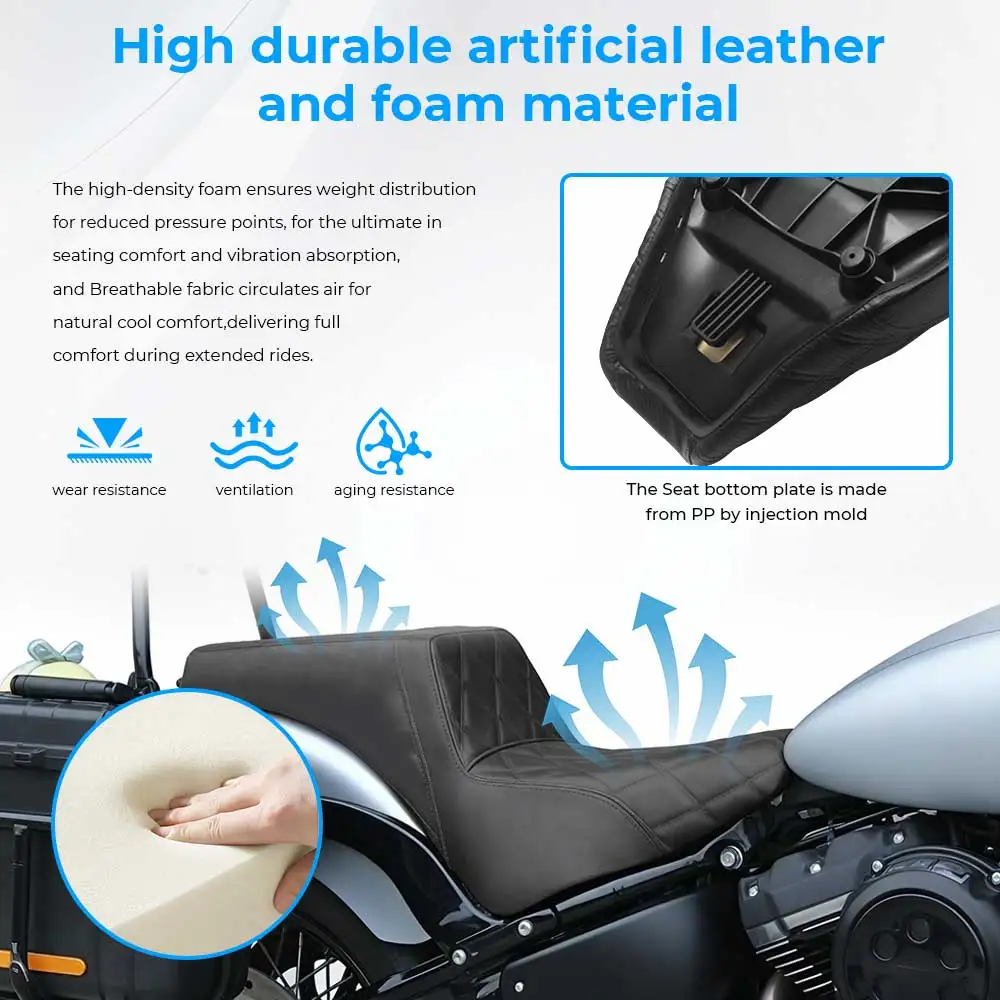 For Harley Softail Street Bob FXBB 2018 2019 2020 2025 2026 Front Rear Driver Passenger Seat Black 1 PCS Motorcycle Accessories - view 3