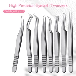 1PC Silver Eyelash Tweezers Professional Eyelash Extensions Makeup Tools Sticker Volume Tweezers Stainless Steel Lash Tweezers