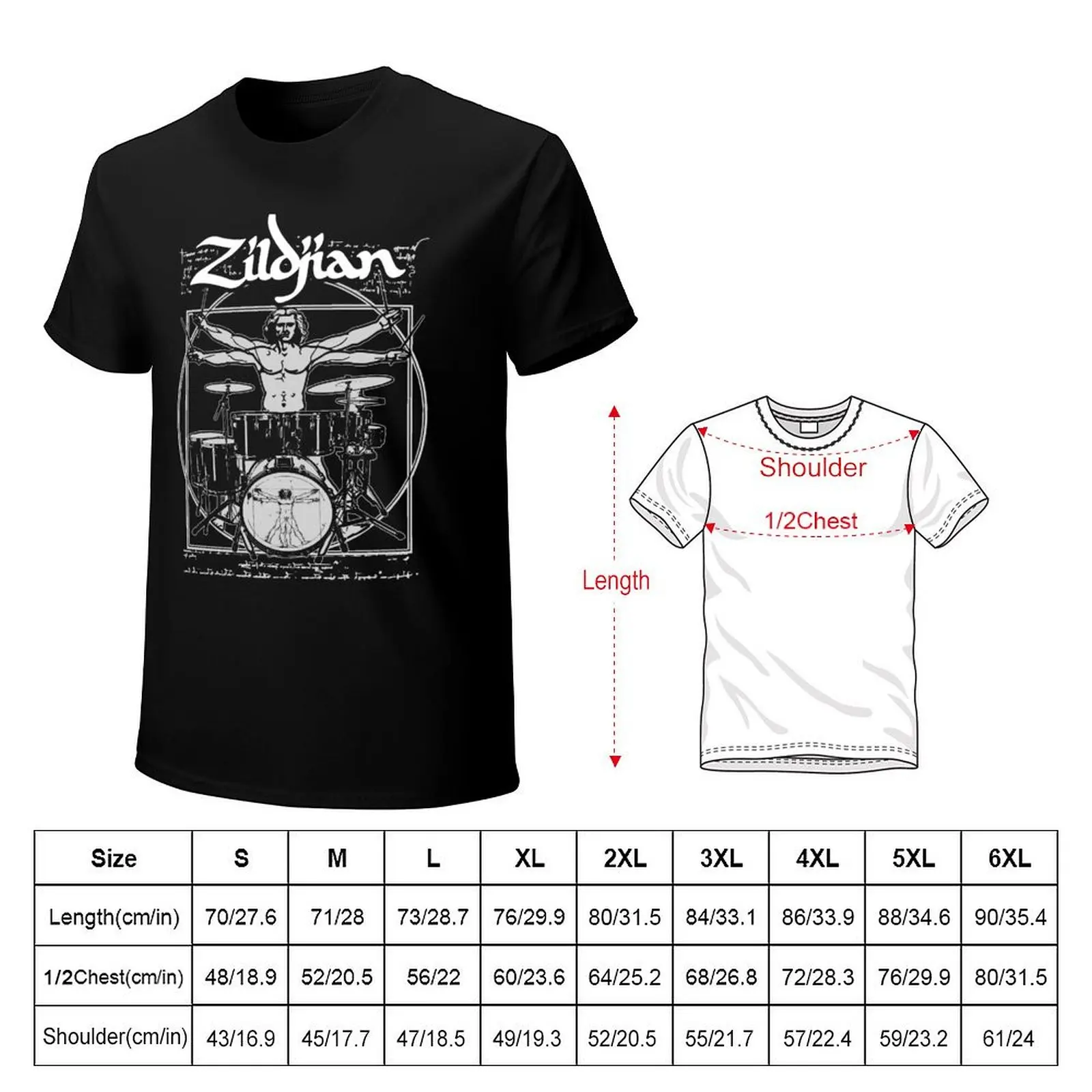 VITRUVIAN MAN ZILDJIAN T-Shirt man graphic t shirt T-Shirt