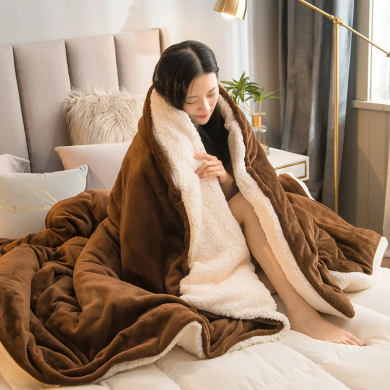 Thick Winter Bed Blankets Cover Throw for Living Room Warm Cover with Zipper on Sofa Adults And Children Bedspread On The Bed