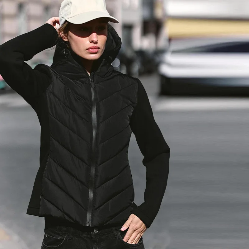 

Slim Fit Women's Down Jacket Versatile Solid Long Sleeve Padded Cotton Coats Warm Hooded Stand Collar Outwear 2025 Winter Coats