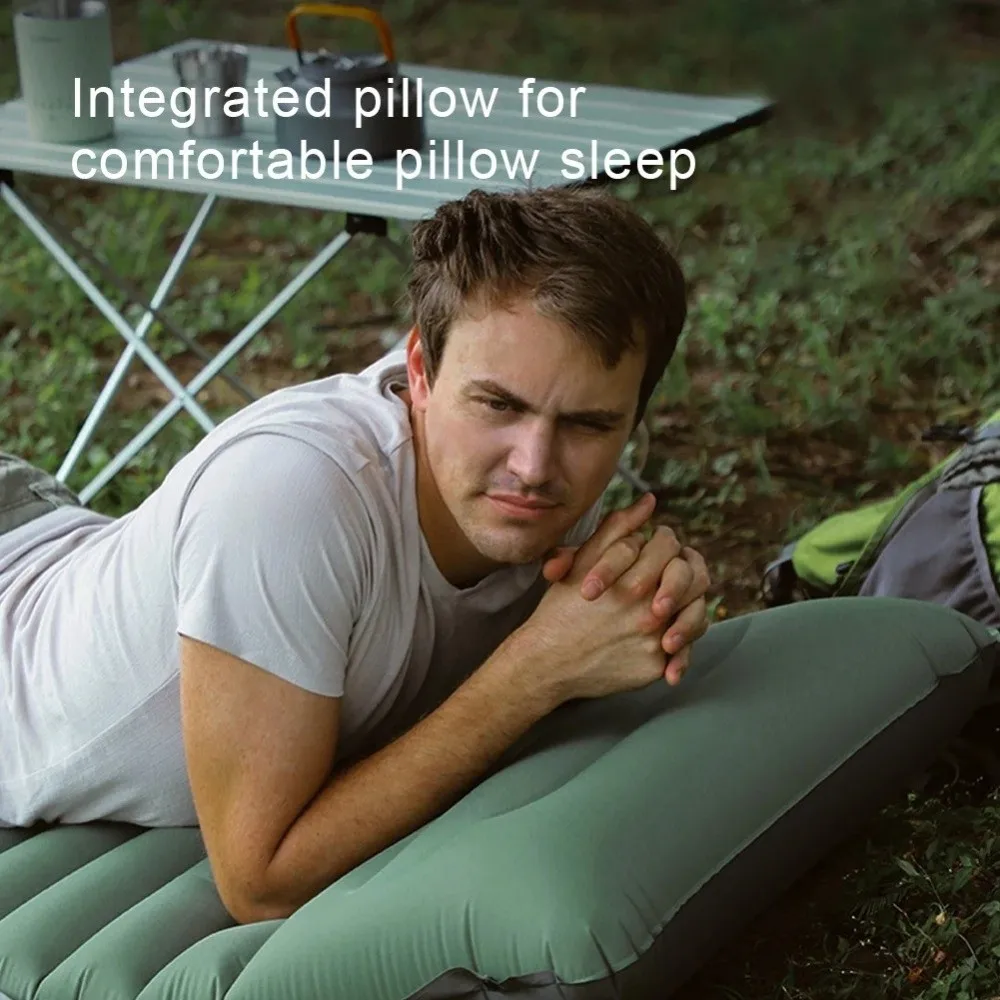 

Утолщенный самонадувающийся коврик для сна со встроенным насосом, ультралегкий надувной матрас для кемпинга