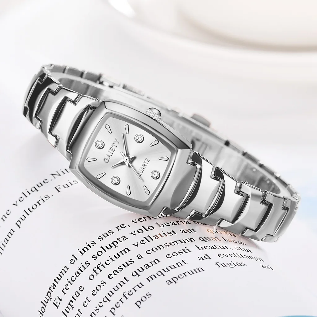 Reloj de acero inoxidable para mujer, cronógrafo de cuarzo, elegante, de lujo, con diamantes de imitación, regalo, 2022