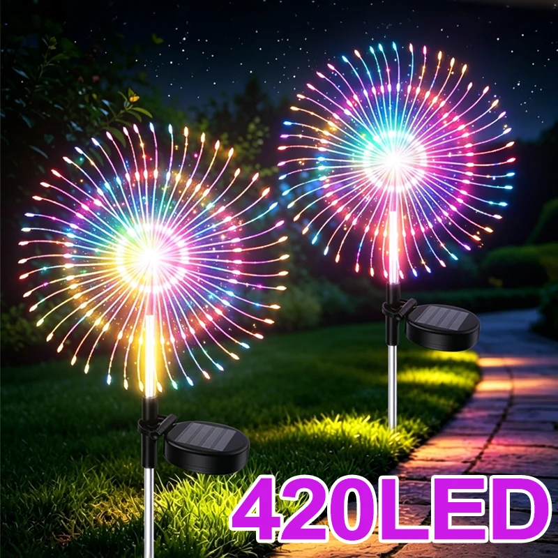 Solar LED Fairy Lights DIY Outdoor Garden Decorative Firework Lights for Patio Pathway Street Lawn Lamp