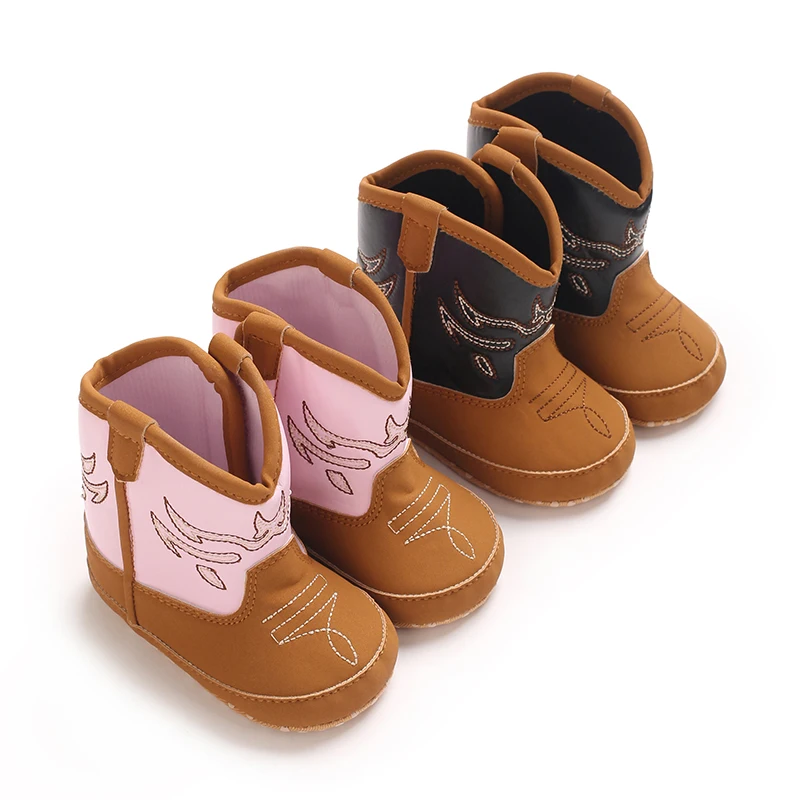 Modische neue 0-18M Baby-Stiefel aus PU-Leder mit Print, hohe Lederstiefel mit weicher Sohle für Kleinkinder zum Laufenlernen. – Detail 2
