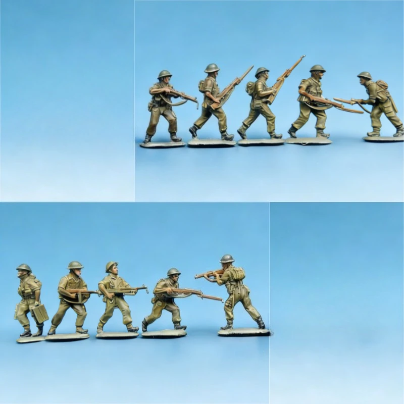 1/72 Scale Diecast Resin Figure Model Kit Britain Tropical Infantry Advancing 10 Figures Unpainted