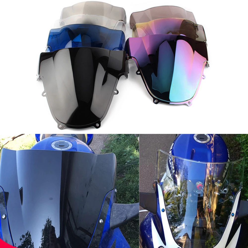 Motorcycle Double Bubble Windshield For SUZUKI GSXR600 GSXR750 GSX-R 600 750 1000 GSX-R1000 K1 WindScreen Accessories 2000-2003