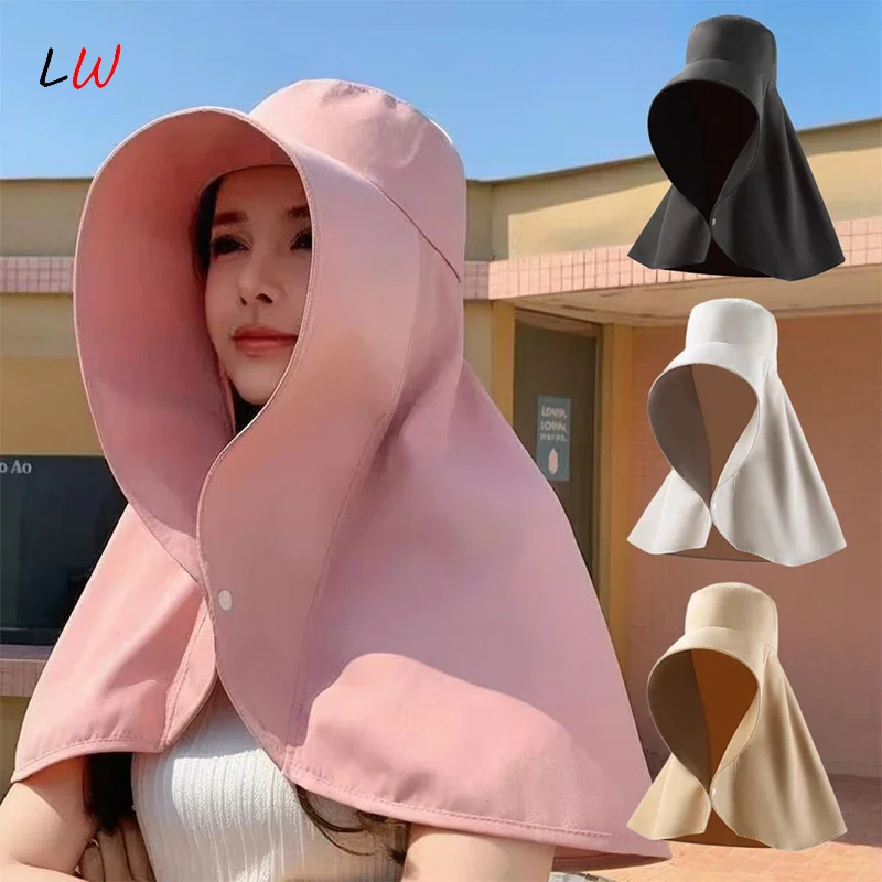 

Women Full Face Protection Hat Summer Visor Big Hat Fishing Hiking Travel Neckprotection Shawl Outdoor Tool