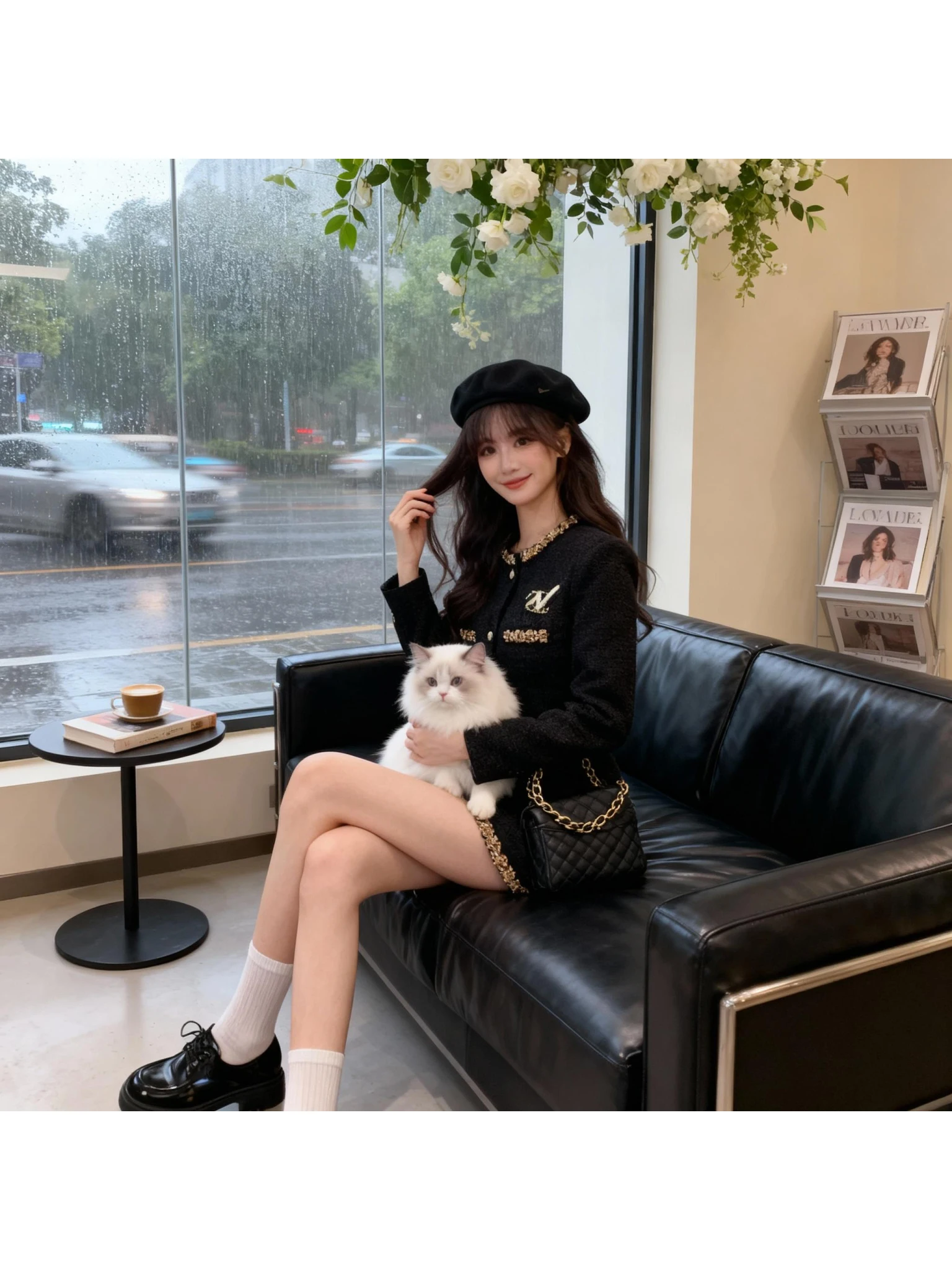 

Autumn 2026 New Style Small Fragrance Style Knitted Outerwear And Half Skirt Set with And Brooch Two Piece Set HY0134