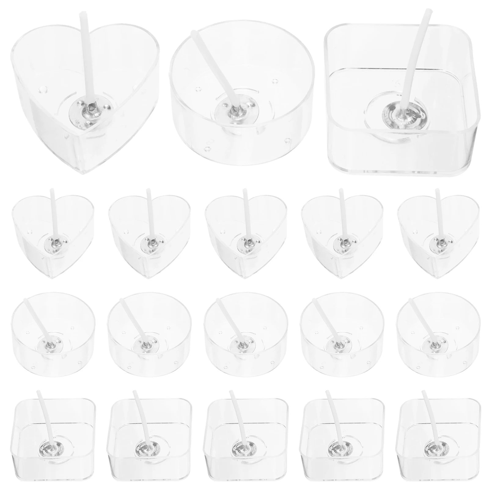 

1 set Tea Cup Holder Round Square Heart Shaped Plastic Tealight Holder Tealight Cups Cups Wick Home Decor