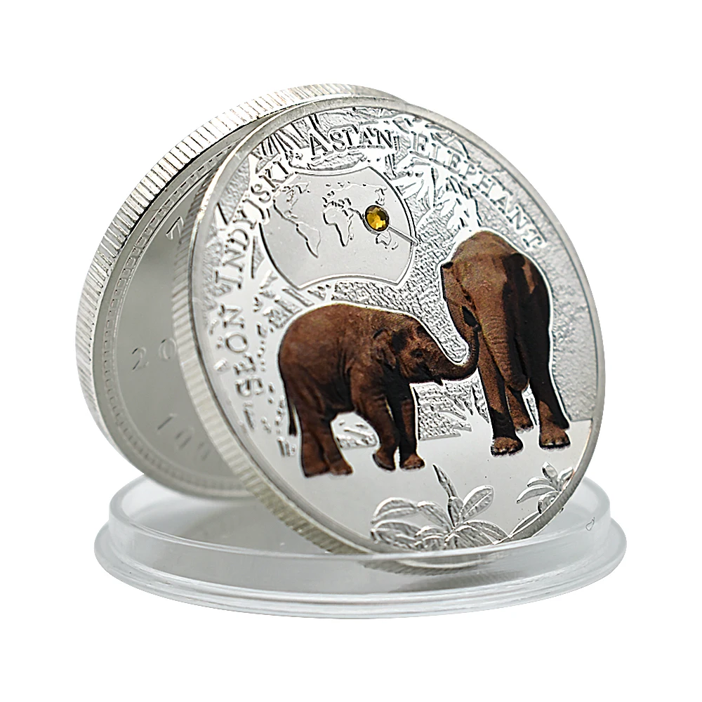 African Endangered Animals Challenge Coin Metal Silver Plated Crystal 1000 Kwacha Zambia Commemorative Coin Collection Gift