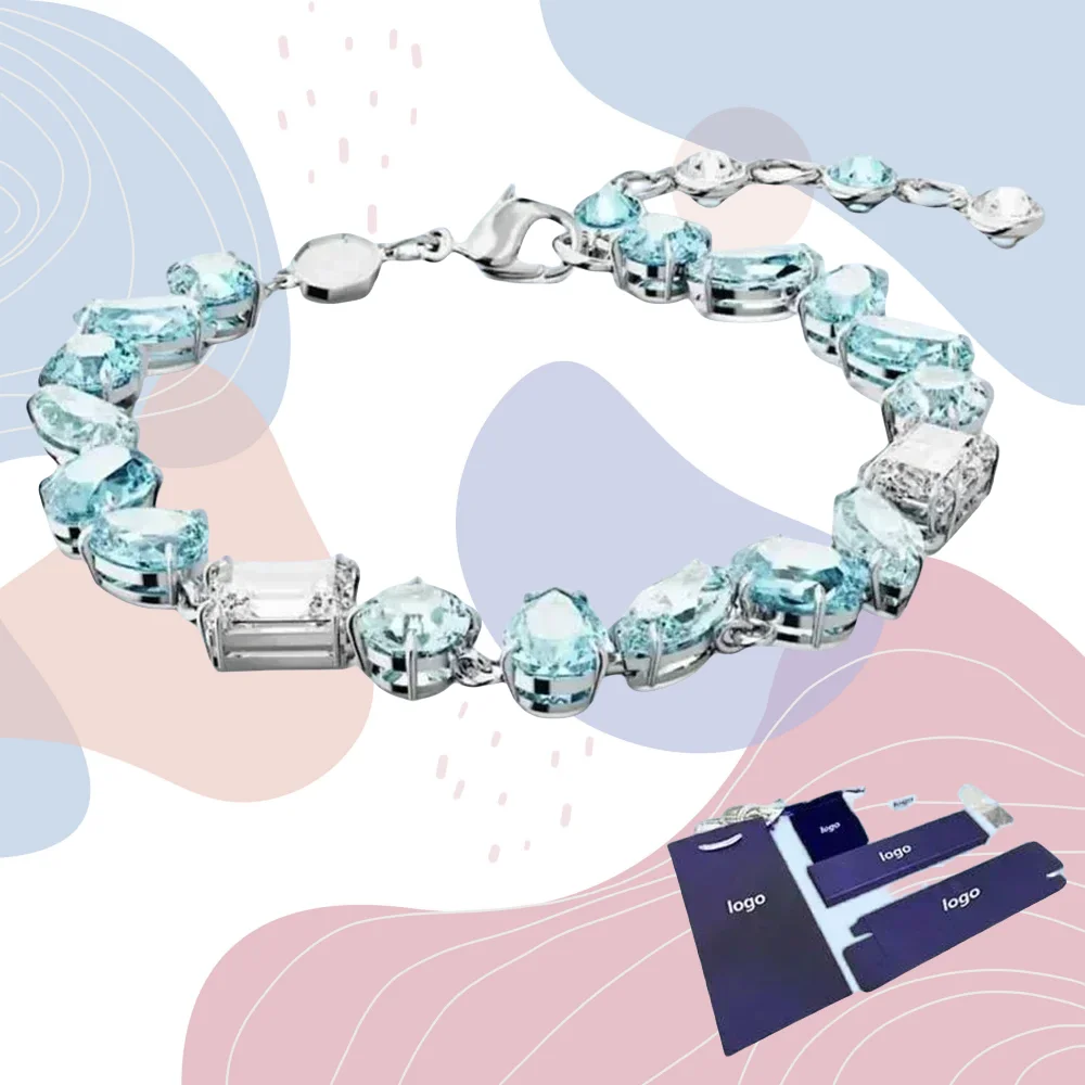 

2024 Creative Design Hot Selling Popular Gema Mixed Cut Blue Bracelet for Women's Romantic Fashion Jewelry Engagement Gift