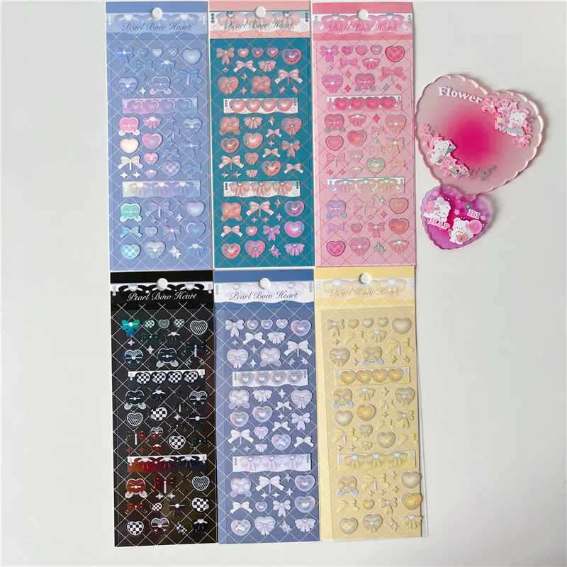 Shuuo 1 conjunto/6 pçs coreano laser cartão adesivos scrapbooking material adesivos kpop papelaria adesivos diy cartão capa titular decoração