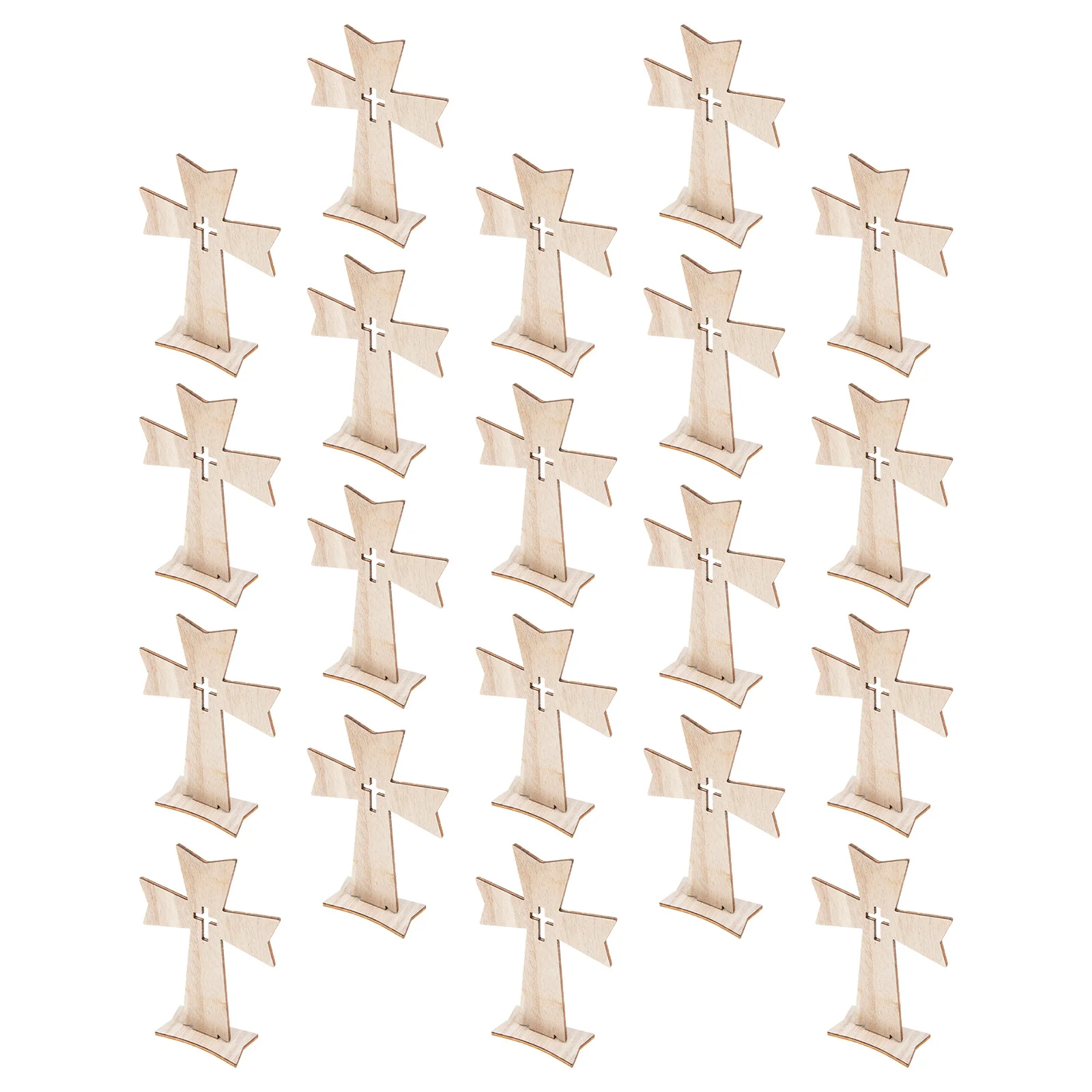 

20pcs Wooden Ornament Wood Decor Desktop Religious Adornment Shaped Decorative Household Festival Holiday Craft Decor Wood