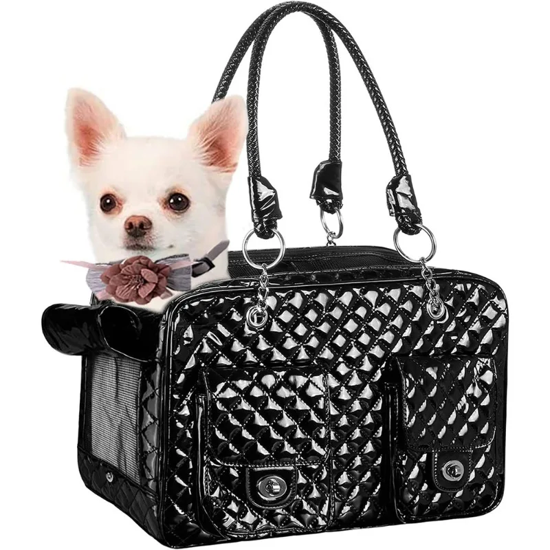 Portable Pet Carrying Handbag, Fashion Pet Carrier, Small Dog Purse, Quality PU Leather, Collapsible, Cat