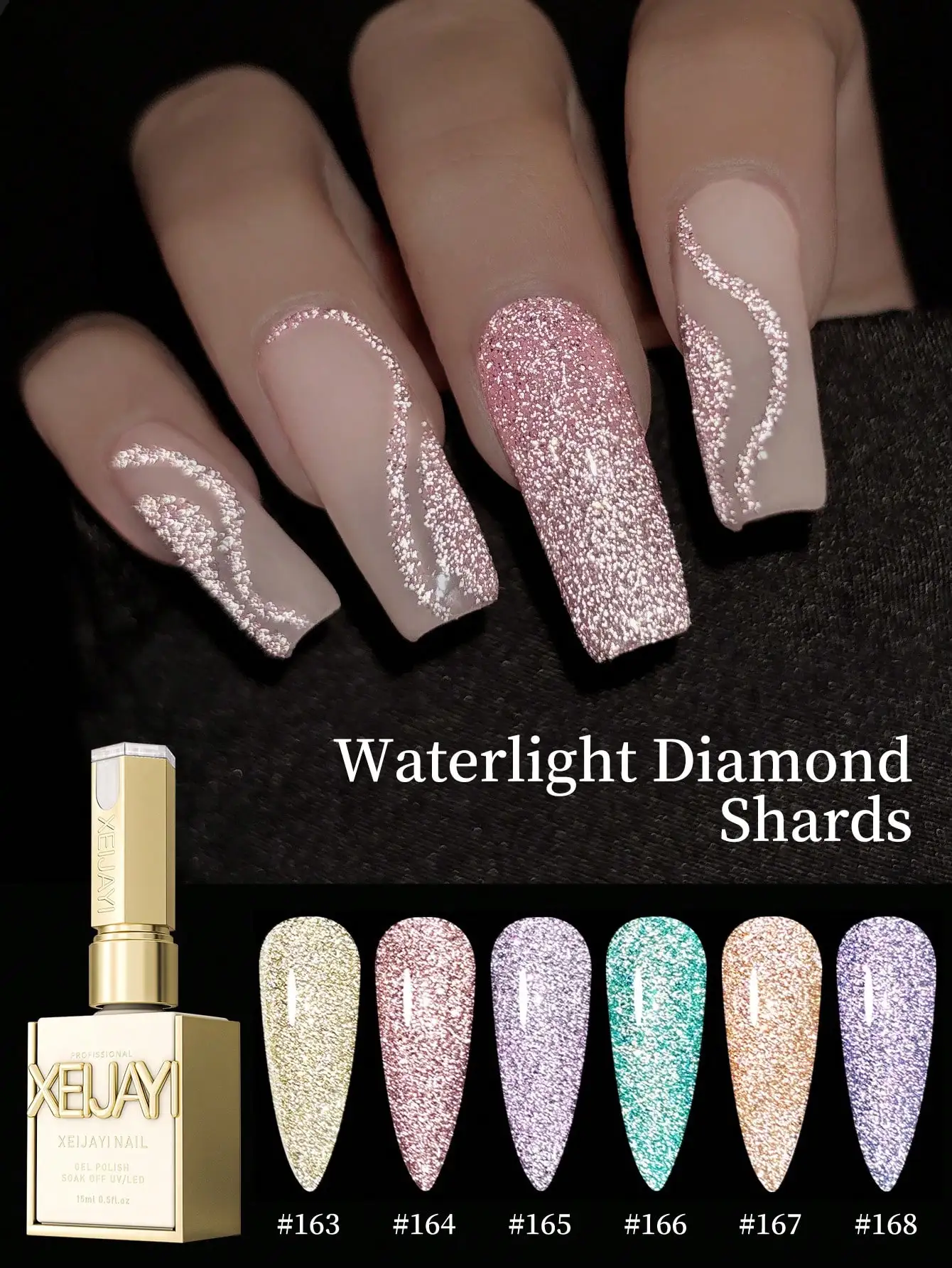 Smalto per unghie gel tritato con luce d'acqua da 15 ml, gel per unghie Soaking UV LED, semipermanente, gel per nail art di qualità salone fai da te