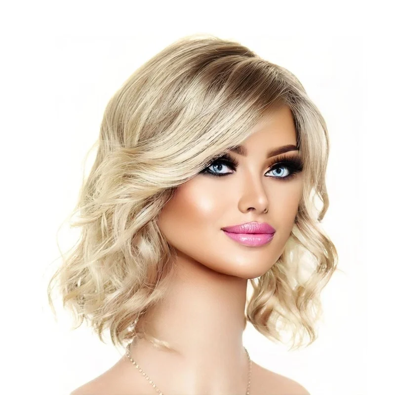 14 In Hair New Fashion Women's With BangsLong Blond Brown WavyWigs