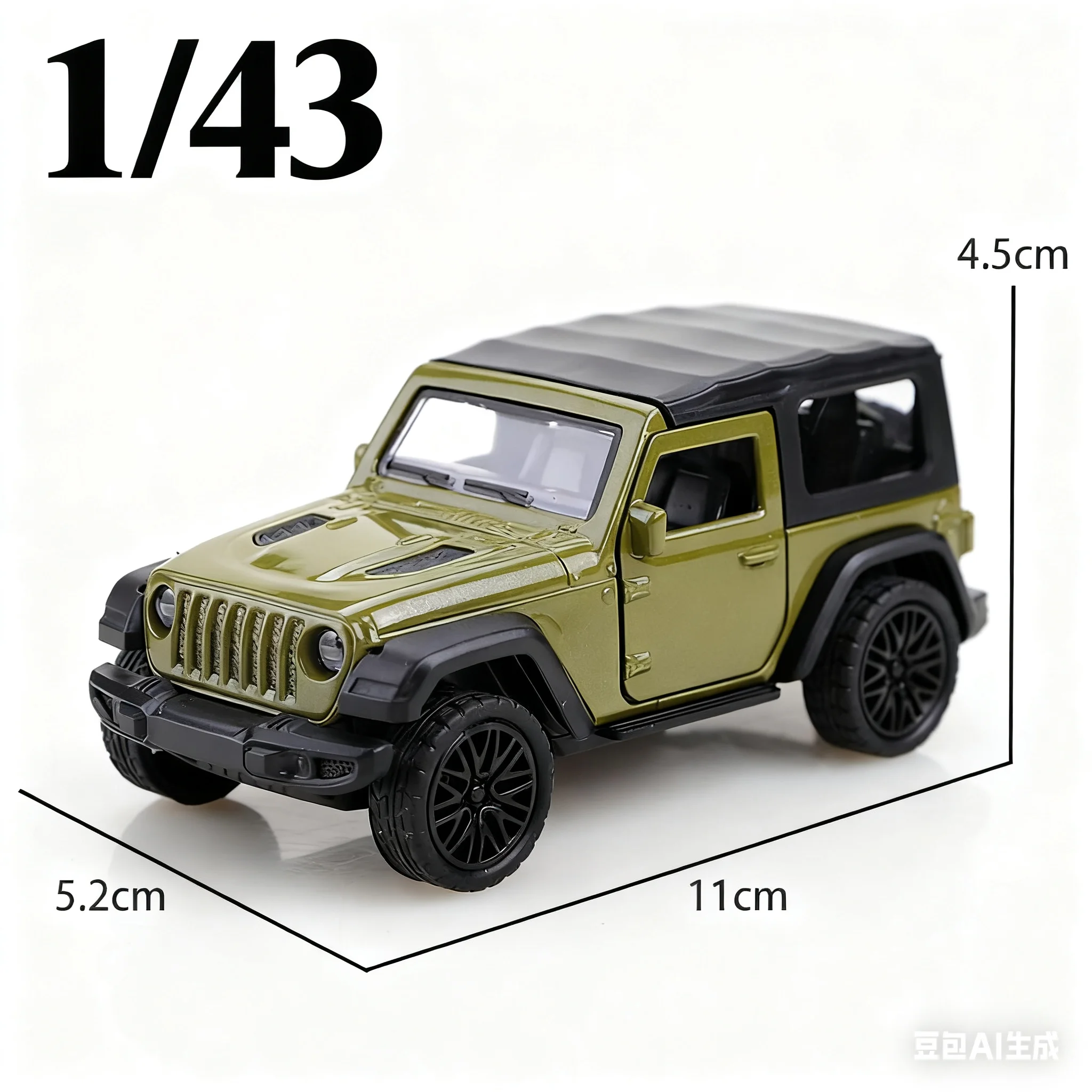 Neues Jeep Rubicon-Rückzug-Geländewagen aus Metalldruckguss im Maßstab 1:43, dreitüriges Legierungsmodell, exquisites Kinderspielzeug. – Detail 3