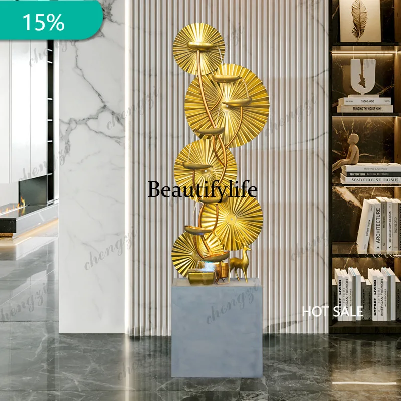 X173 light luxury wrought iron gold living room indoor floor decoration imitation stone Chinese lucky feng shui ornament