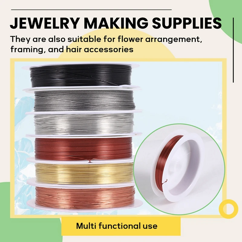 

6 Pack Jewelry Beading Wire For Jewelry Making Supplies And Craft (24 Gauge)