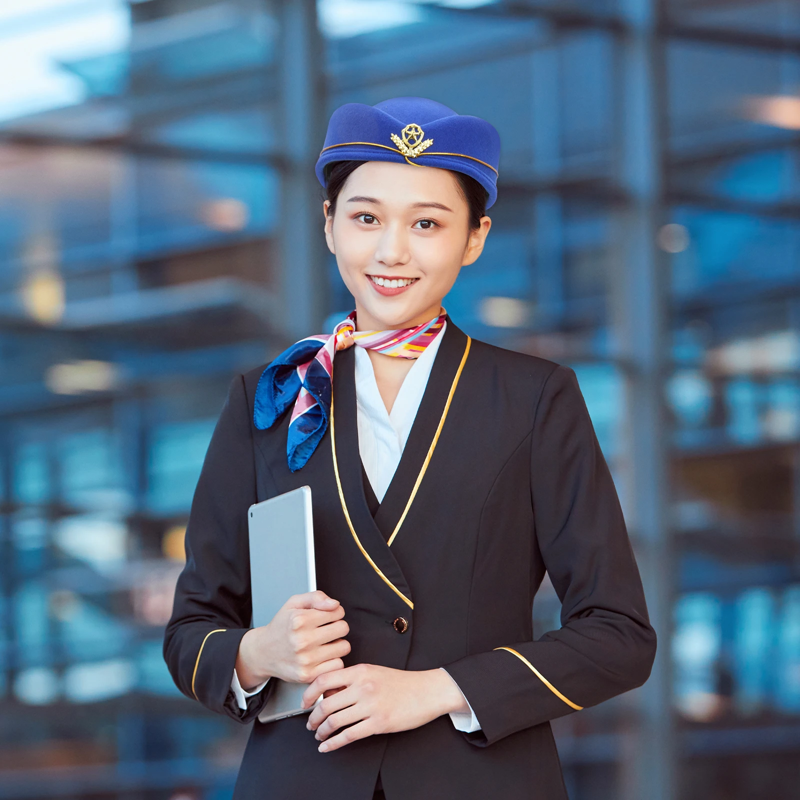 

Woolen Beret Air Stewardess Cap Women's Costume Airplane Hats Christmas Airline Attendant