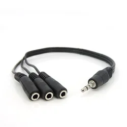 3.5mm audio Cable 3pole Splitter Mic 1 male To 3 Ways stereo female To Female Splitter Core connector wire