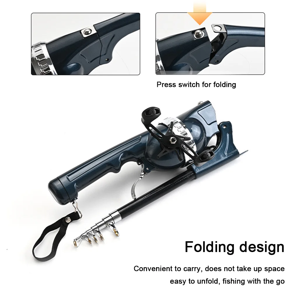 Portable Folding Fishing Rod & Reel Set - Carbon Fiber Spinning Rod for Outdoor Fishing - Gifts for Men Fishing Equipment