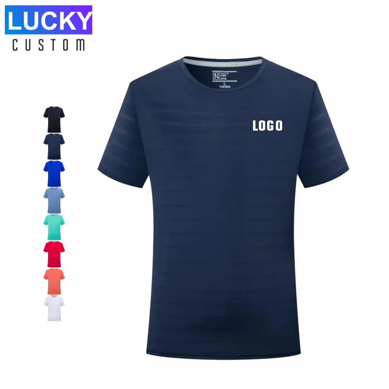

Custom Logo Quick Dry Short Sleeve Training Exercise Gym Sport Shirt Tops Gym Running Moisture Wicking Round Neck T-Shirt