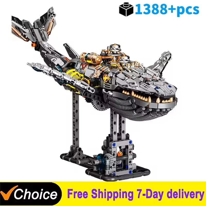 Nuevo juego técnico de vida marina de ballena mecánica del mundo Animal con bloques de construcción ligeros, modelo de ladrillos, juguetes de ensamblaje para niños, regalo para niños