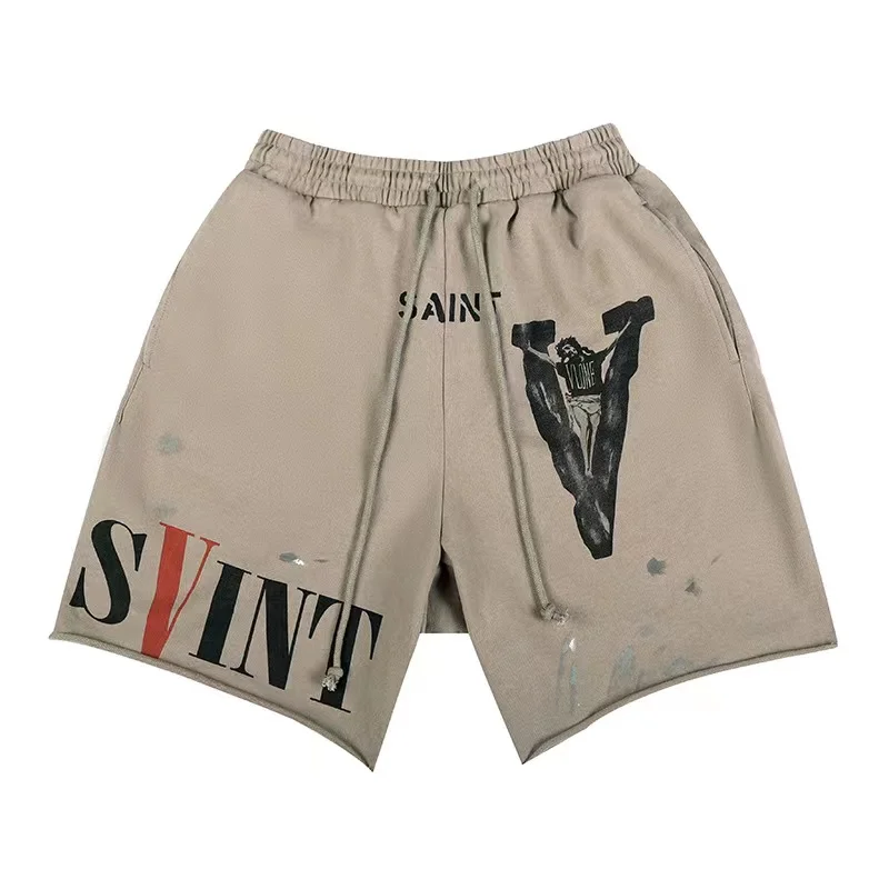 Imprime solto-afiação esportes shorts, calças Quarter