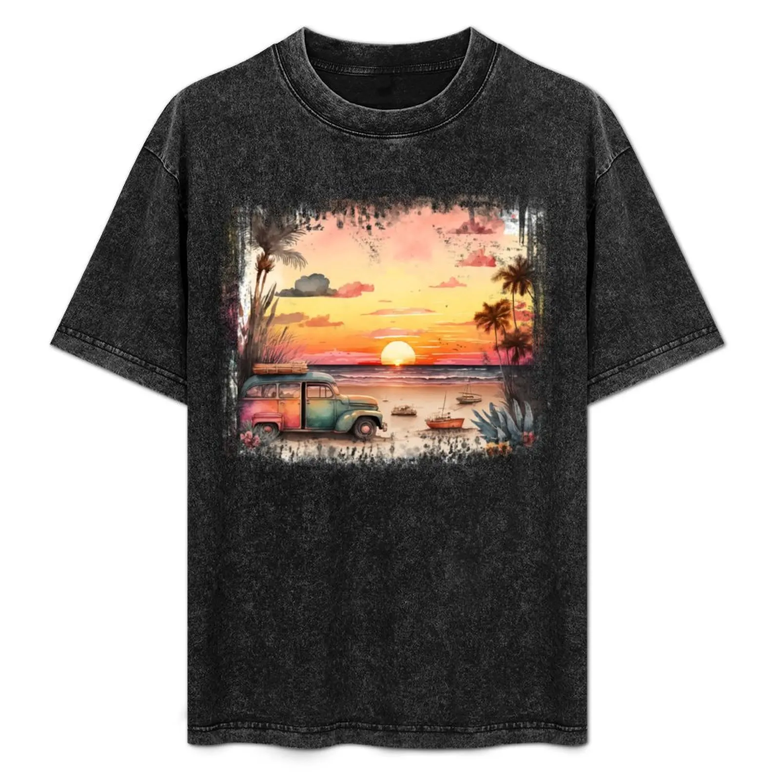 

Beach Sunset T-Shirt blacks Aesthetic clothing blue lock heavyweight t shirts for men